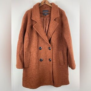 Steve Madden size XL Women’s Cognac Brown Wool Blend Double Breasted Coat